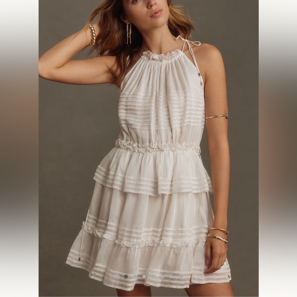 NWT Anthropologie Let Me Be Halter High-Neck Tiered Mini Dress